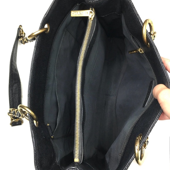 CHANEL Caviar Quilted Grand Shopping Tote GST tote bag black leather - Picture 12 of 16